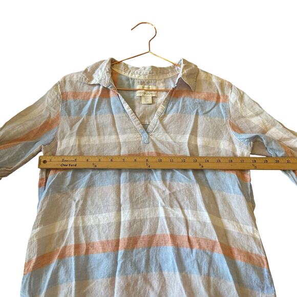 Cynthia Rowley 100% linen muted striped 3/4 sleeve top size small - Picture 5 of 5